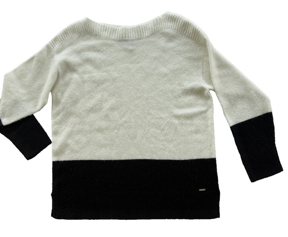 Dkny Sweaters - DKNY Women's Black White Colorblocked Crew Neck Pullover Sweater Size Small